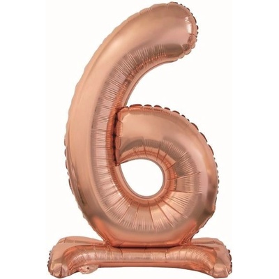 GODAN Balón foliový číslice RŮŽOVO ZLATÁ ROSE GOLD na podstavci 74 cm 6