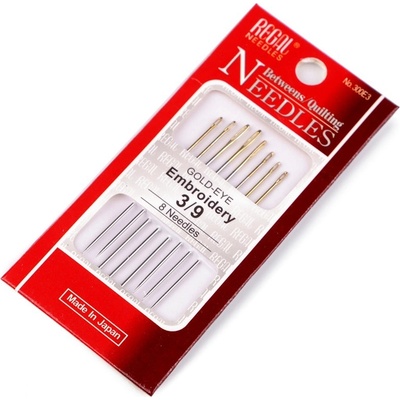 Jehly vyšívací, zlatá ucha, malé, nikl
