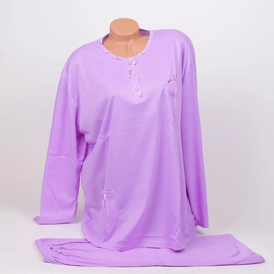 Дамска макси пижама в лилаво с бродирани пеперуди