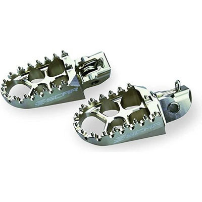 SCAR RACING stupačky řidiče hliníkové KAWASAKI KXF 06-17, KXF 450 07-17, CRF 250 02-17 barva titanová