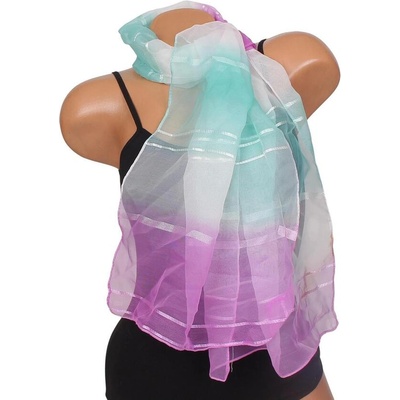 Свеж дамски шал в лилаво и тюркоазено