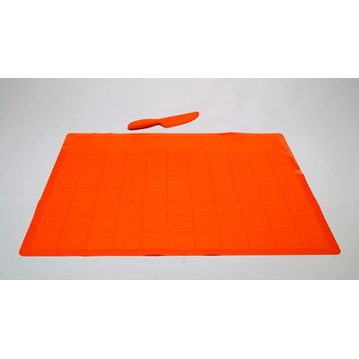 FAVE Vál silikonový na těsto 60 x 50 cm x 1 mm, oranžový s nožem – Zboží Mobilmania