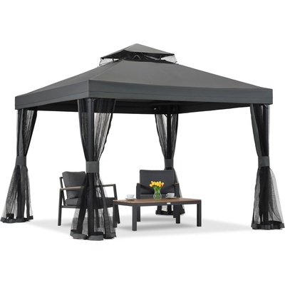Garden Point Антрацитен градински павилион с мрежа против комари Валенсия 3x3 м Garden Point (GAP1116)