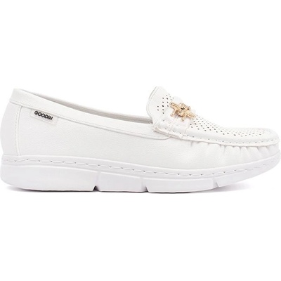 Goodin Luxusní bílé dámské mokasíny bez podpatku