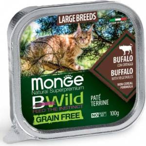 Monge BWILD Grain Free Large Breeds с биволско и зеленчуци пастет терин без зърнени храни за котенца и котки в зряла възраст от едрите породи 100gr