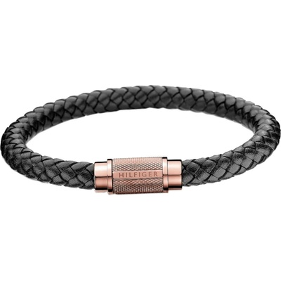 Tommy Hilfiger Trendy čierny kožený náramok Casual Core 2700999