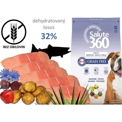 Salute 360 dog Grain Free losos+bramb.med/max 12 kg