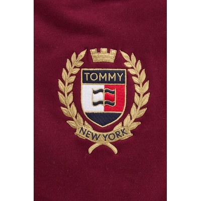 Tommy Hilfiger Памучен суичър Tommy Jeans в бордо с апликация DW0DW18772 (DW0DW18772)