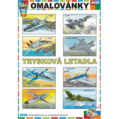 Omaľovánky Bestr A4 Tryskové lietadlá