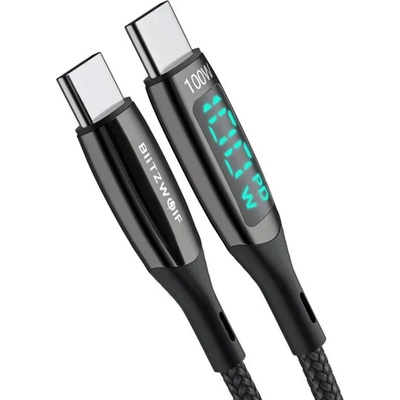 BlitzWolf USB-C to USB-C cable BlitzWolf BW-TC23, with display, 100W, 1.8m (black)