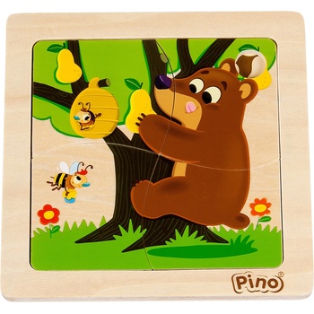 Pino Дървен мини пъзел Pino - Мече, 4 части (4733-7)