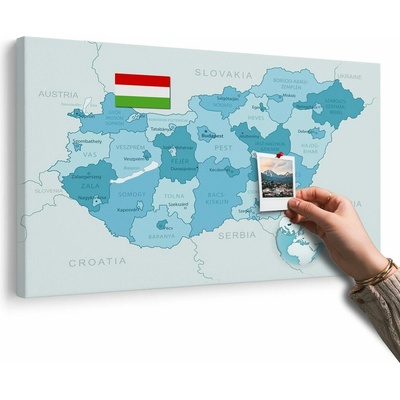 Obraz na korku elegantná modrá mapa Maďarska - 120x80 arrow
