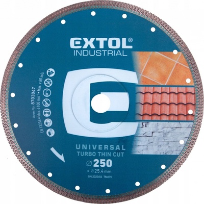 DIAMANTOVÝ KOTOUČ NA GLAZURU, GRES A SLIM DLAŽDICE 250x25,4mm EXTOL INDUSTRIAL 8703047