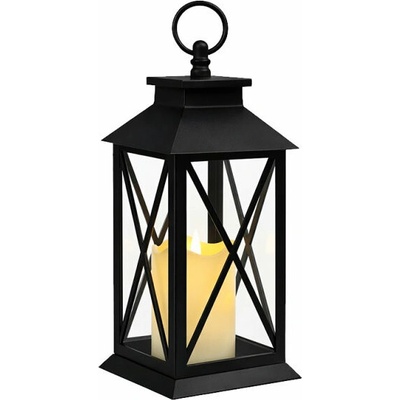 Verk 12386 Dekorativní LED lucerna se svíčkou, 28 cm, 3× AAA baterie, černá
