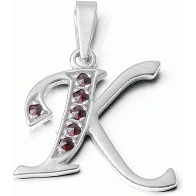 Zlatnictví Zlatíčko Stříbrný přívěsek s granáty písmeno K 970.00017