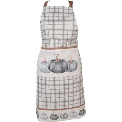 Clayre & Eef Bavlnená károvaná zástera s tekvicami Country Style Pumpkin 70x85 cm