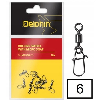 Delphin Obratlík S Karabínkou Rolling Swivel With Micro Snap veľ.6 12 kg 10 ks