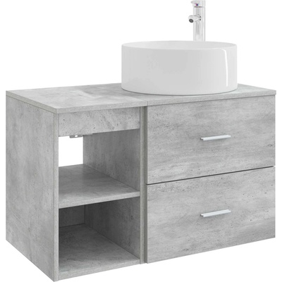 vidaXL Комплект мебели за баня 2 pcs Бетонно сиво Инженерна дървесина (3403931)