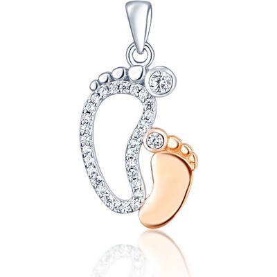 JVD Dámský stříbrný přívěsek se zirkony rose gold nohy SVLP0890XH2BK00