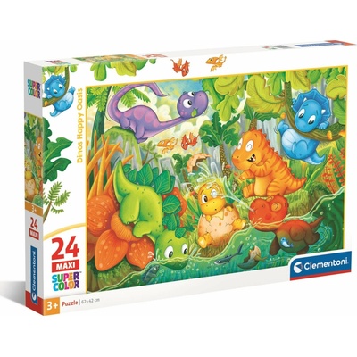 CLEMENTONI Šťastná oáza dinosaurů MAXI 24 dílků