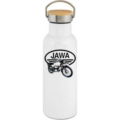 123TRIKO termoska Jawa Mustang bílý logo V6 500 ml