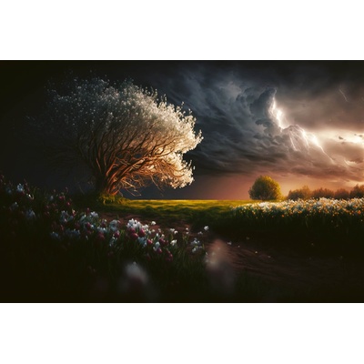 DIMEX ART Флизелинов фототапет сребърно дърво 375 x 250 см