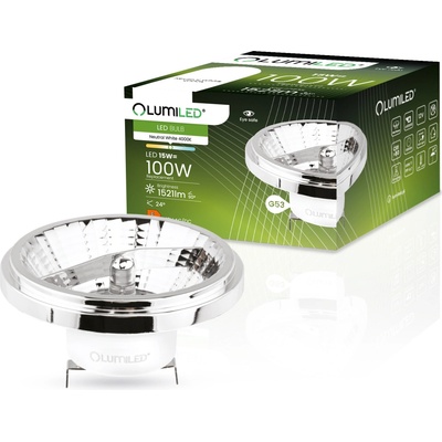 Lumiled LED žárovka LED G53 AR111 15W = 100W 1521lm 4000K Neutrální bílá 38° 12V DC Stříbrná
