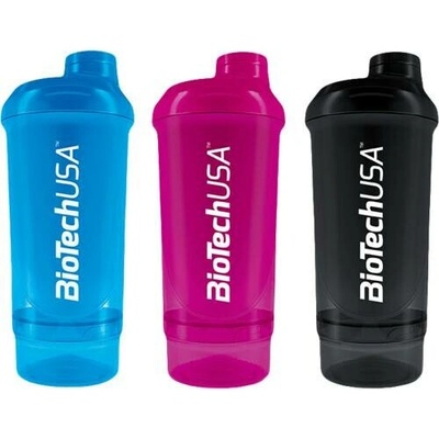 BioTech USA Šejkr Wave+ Compact 500 ml + 150 ml, průhledná kouřová