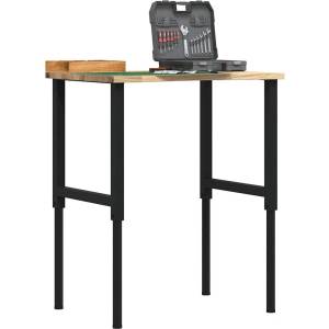 vidaXL Работна маса 80x60x(71, 5-98) cm Дъб от масивна дървесина (3309694)