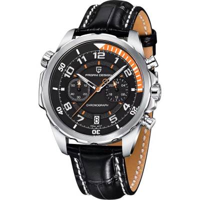 Pagani design Мъжки часовник Pagani Design Zander, Механичен, Естествена кожа, Черен (PD-1811-BLACK)