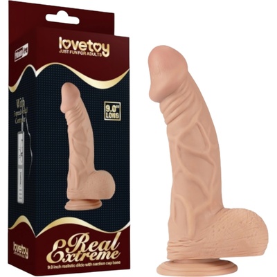 Lovetoy Real Extreme - силиконово дилдо с вакуум - 23см (естествен цвят)