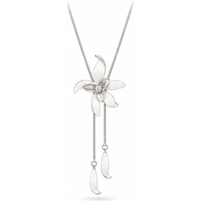 JAY Dlouhý náhrdelník bílá orchidej - sweater chain JAY-0288-20252321 Stříbrná
