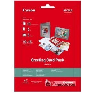 Canon Хартия Canon Greeting Card Pack (GCP-101) with photo paper 10x15 cm, 10 sheets, BS0775B077AA