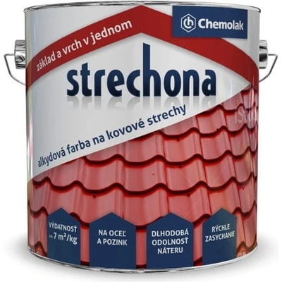 Chemolak Strechona 2v1 kvalitná farba na strechu 0840 červenohnedá 10 Kg
