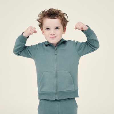 Domyos dětská sportovní mikina na zip zelená