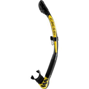 CRESSI Alpha Ultra Dry Snorkel Black/Yellow - Dry Snorkel for Diving, Freediving and Snorkeling, Black/Yellow, One Size Unisex - ES258151 (ES258151)