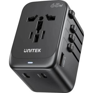 Unitek Универсален адаптер за пътуване UNITEK P1122ABK01 65W 1xUSB-A 3xUSB-C 1xAC (P1122ABK01)