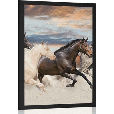 Plakát stádo koní - 20x30 silver