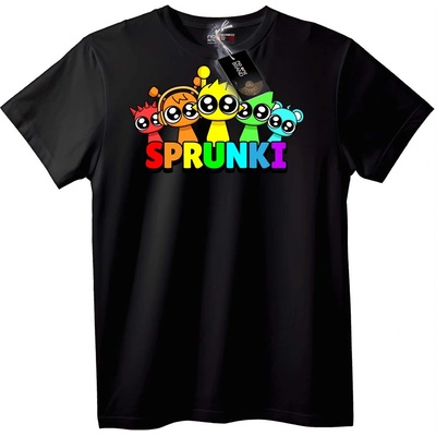 NOONEBRAND Тениска Sprunki Цветен Анимационен - XS, Black