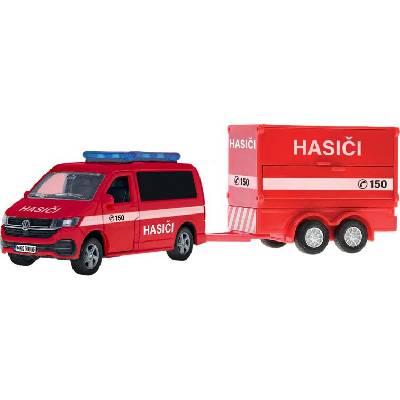 Kids Globe Traffic VW hasiči CZ design 275 cm kov spätný chod s prívesom v krabičke