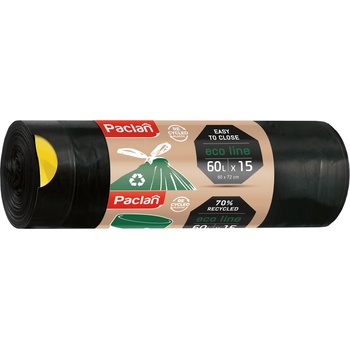 Paclan Торби за отпадъци с връзки Paclan - Ecoline, 60 l, 15 броя, черни (HGFP141)