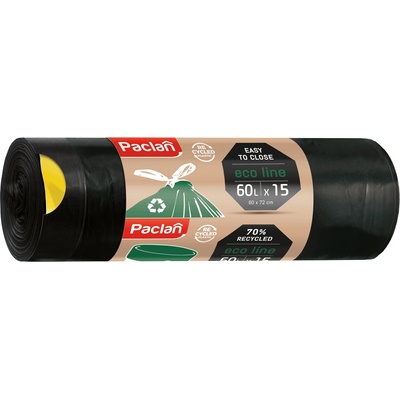 Paclan Торби за отпадъци с връзки Paclan - Ecoline, 60 l, 15 броя, черни (HGFP141)