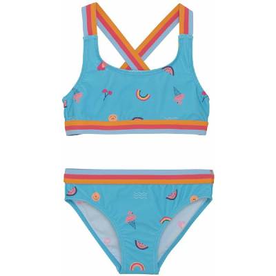 Color Kids-Swimsuit W Elastic Straps AOP-7452-River Blue Modrá