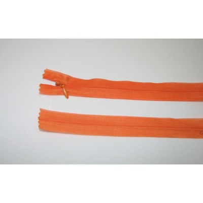 Zips krytý 3mm oranžová nedeliteľný 18cm dederon