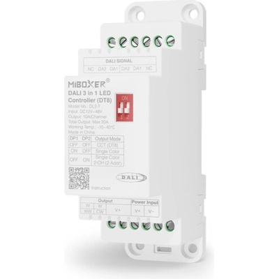 DALI univerzální řídící jednotka na DIN lištu 3v1 Mi-Light DL-2-T pro LED pásky 12V-24V 20A