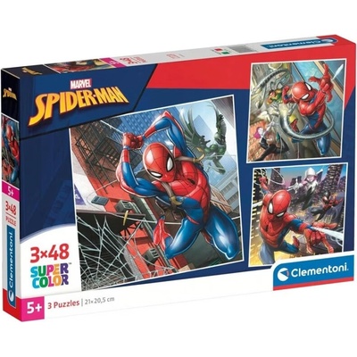 Clementoni 3x48 dielov SuperColor štvorcový Marvel Spiderman