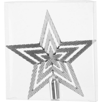 MagicHome OzdobaVianoce 1 ks 19,5 cm hviezda strieborná na vianočný stromček