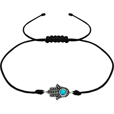 Majya Náramok čierny s príveskom HAMSA 10587