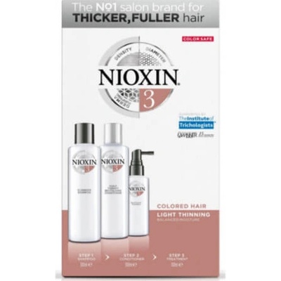 Nioxin System 3 čistiaci šampón 300 ml + revitalizačný kondicionér pre pokožku hlavy 300 ml + starostlivosť na vlasy a vlasovú pokožku 100 ml darčeková sada