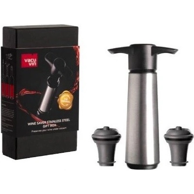 Vacu Vin Pumpička na víno + 2 vaku špunty, nerez, gift box - VacuVin